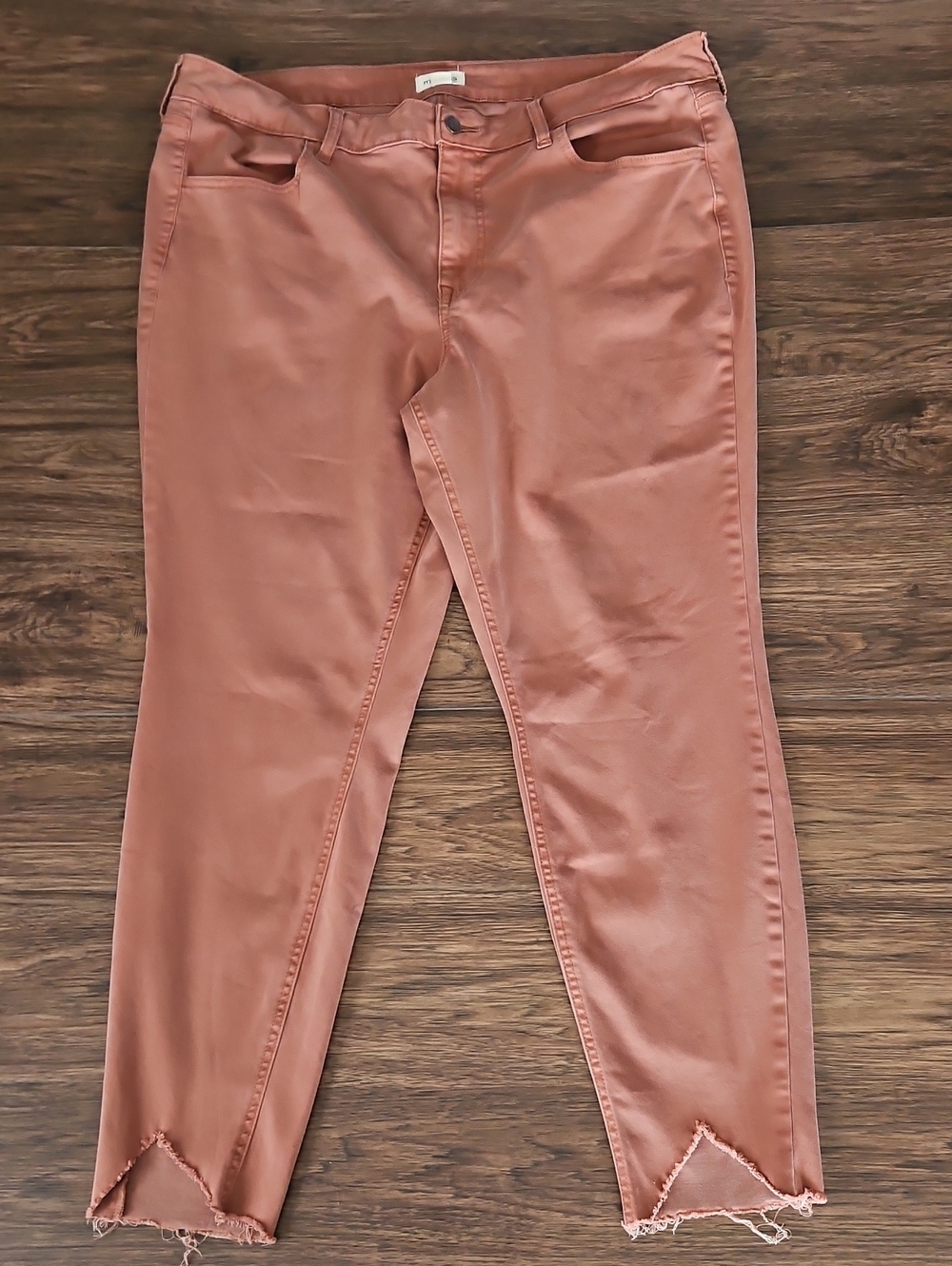 Maurices M Jeans Rust High Rise Jegging Raw Hem Size 20W